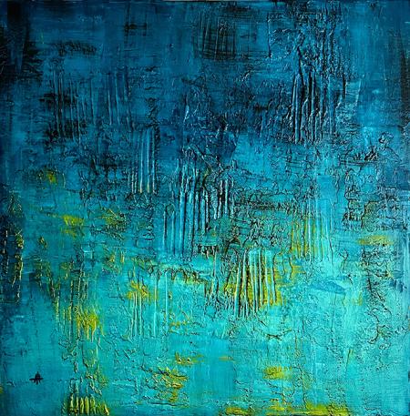 NINFEE, 2022, tecnica mista, acrilico su tela, 100 x 100 cm