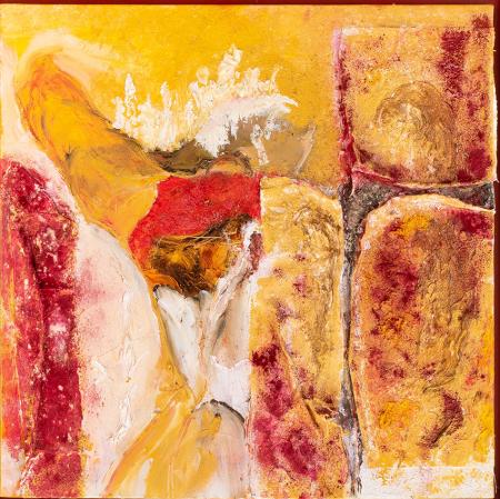 Delaminazione omega, 2021, olio su tela 50 x 50 cm, € 3.000