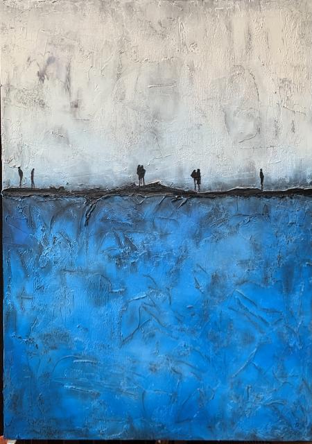 Souls deep blue, 2024, tecnica mista su tela 50 x 70 cm