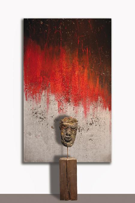 Volcano, 2014, pietra lavica e acrilico 38 x 138 cm