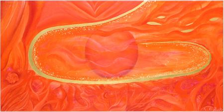 FARE ANIMA, 2022, olio su tela e oro zecchino 700 x 50 cm