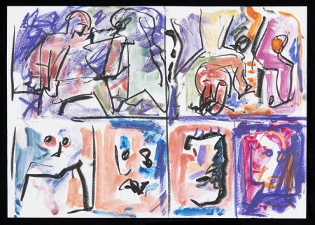 (senza titolo), anni Ottanta, colori a pastello e carboncino su carta