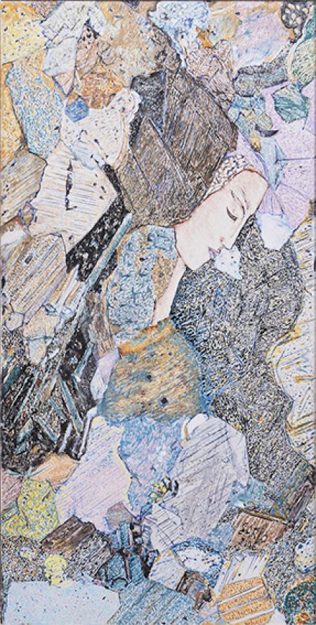 Guardando una foglia morta: realizzato condizionato dalle letture di Qohélet, 2006, 33,5 x 67 cm - contiene figure nascoste