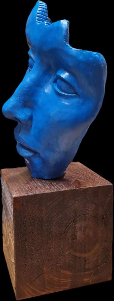 Maschere, 2025, creta cotta patinata, 21x53 cm