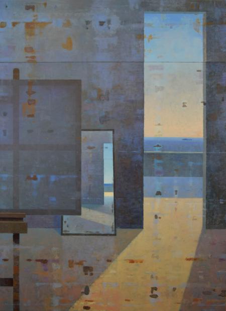 Rifrazione - atelier, 2020, olio su tela cm 150x100