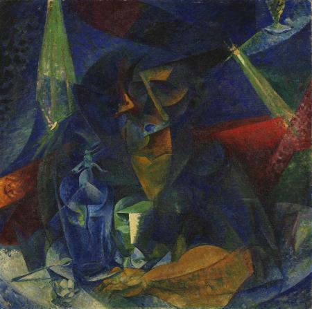 Umberto Boccioni, Donna al caffè, compenetrazione di luce e piani, 1912-14, olio su tela
