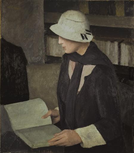 Donna che legge, 1928, olio su tavola, cm 70,5x61