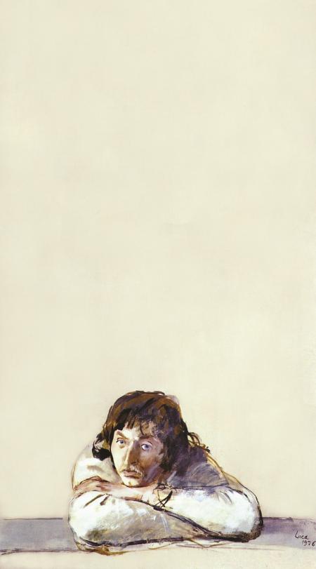 Ritratto verticale, 1976, tempera su carta intelata, cm 150x85