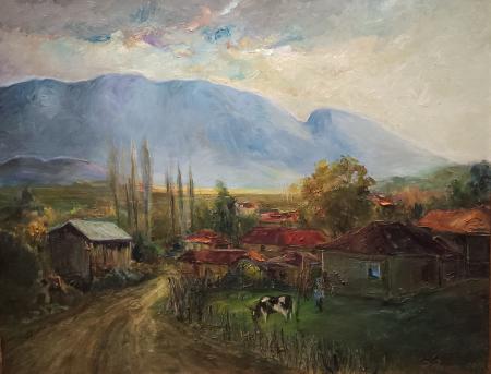 Pomeriggio nel villaggio, 2013, olio su tela 75 x 60 cm