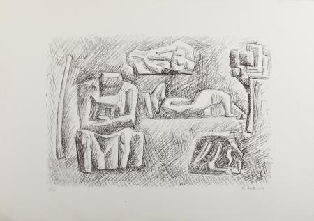 Senza titolo, 1971, Incisione all'acquatinta, stampata in verde, con taglio, 50x70cm