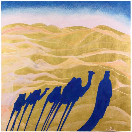 NEL DESERTO, 2007, olio su tavola, lapislazzuli e oro zecchino 91 x 91 cm
