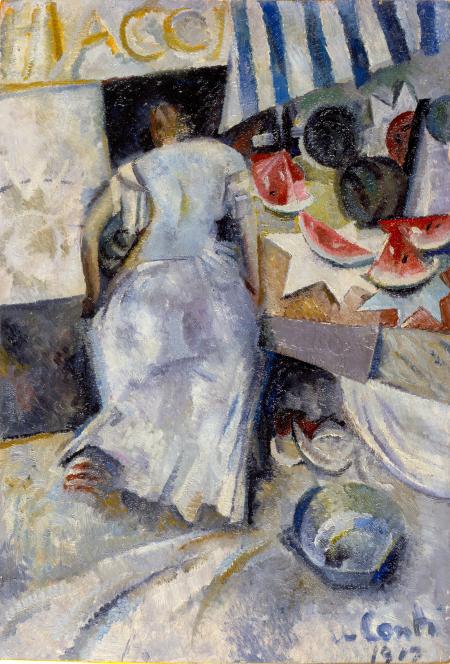 La Cocomeraia, 1917 olio e collage su tavola