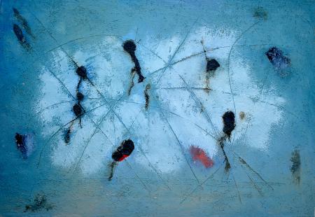 Senza Titolo, 2023, olio sabbia e tecnica mista su tela 100 x 70 cm