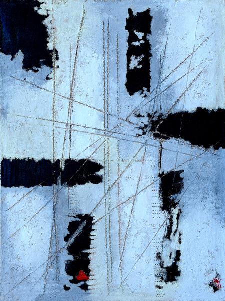 Senza Titolo, 2024, olio, sabbia e tecnica mista su tavola 60 x 80 cm