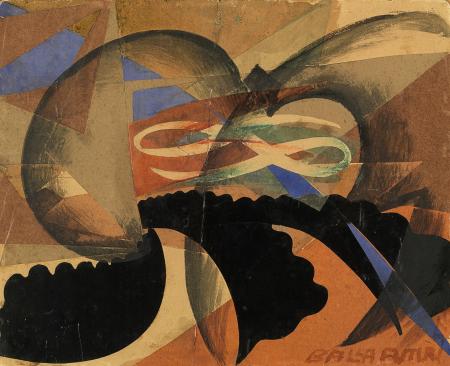 Sventolamento, 1915, tempera e collage su carta applicata su cartoncino