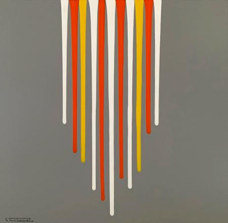 Colate, 2024, smalto acrilico su alluminio e su tela 40 x 40 cm
