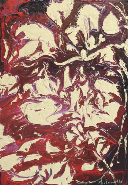 Fioritura cosmica, 2025, smalto su ferro 40x80 cm