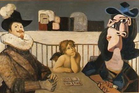 Incontro al vertice, 1984, olio su masonite, cm 106x160