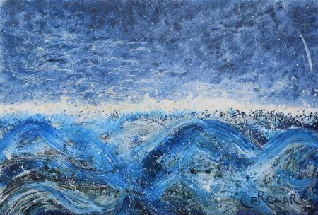 Onde dei gabbiani, 2019, olio su tela 120 x 80 cm