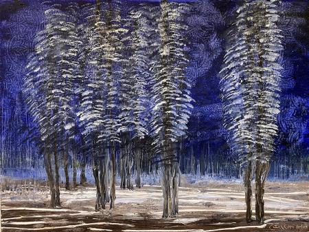 Blu forest, 2011, olio su tela 80 x 60 cm