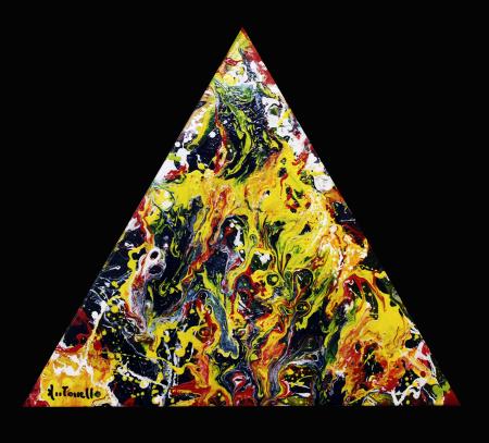Colori danzanti, 2025, smalto su pannello 80x80 cm