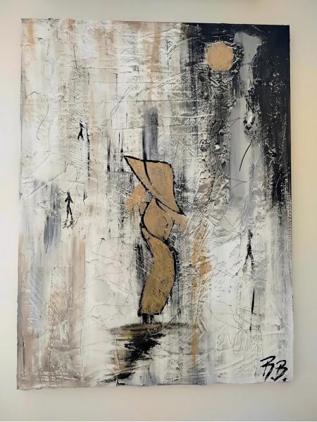 Elegante solitudine, 2025, vernice e gesso su tela 60x80 cm