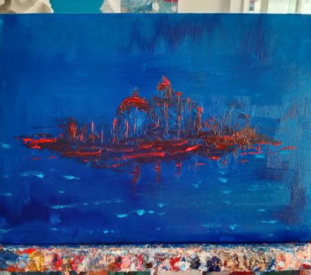 Città invisibile, 2025, olio su tela, 40x30 cm