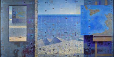 Le rotte della tragedia, 2017, olio su tela, trittico, cm 150x300