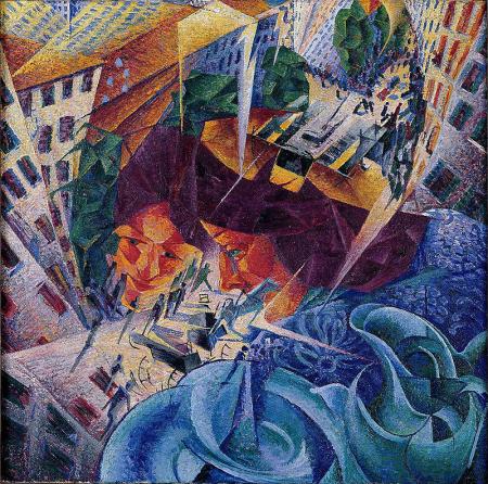 Umberto Boccioni, Visioni simultanee, olio su tela, 60.5 × 60.5 cm