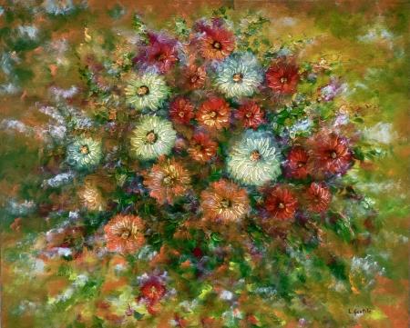 Fiori, 2024, olio su tela 50 x 50 cm