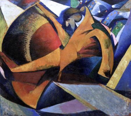 Uomo che scende dal tram, 1914