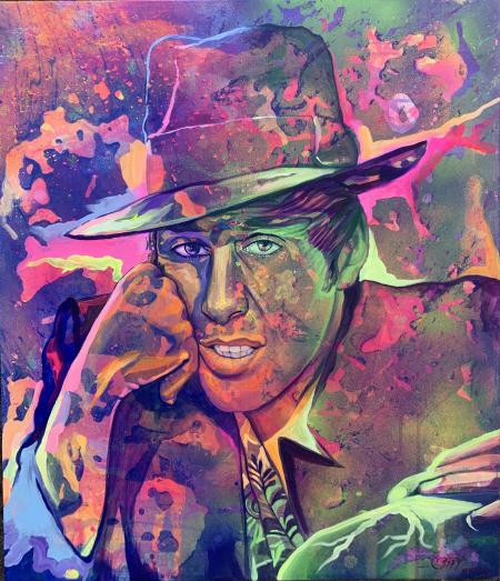 Adriano Celentano, 2025, tecnica mista su tela 60 x 70 cm