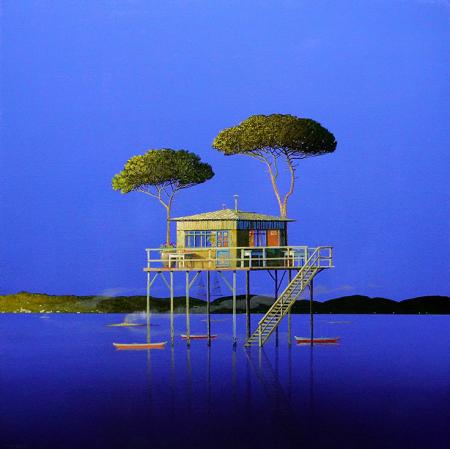 La trattoria, 2025, olio su tela 60 x 60 cm