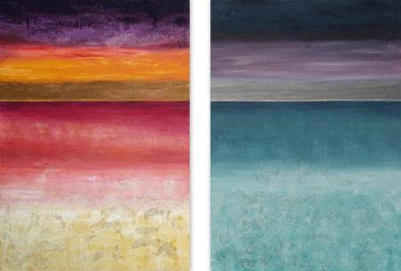 Alfa e Omega (dittico), 2015, tecnica mista su tela, 100 x 70 x 2 cm