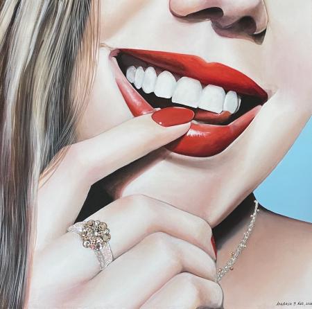 DIAMONDS ARE GIRL'S BEST FRIEND, 2022, tecnica mista 60x60x3,5 cm