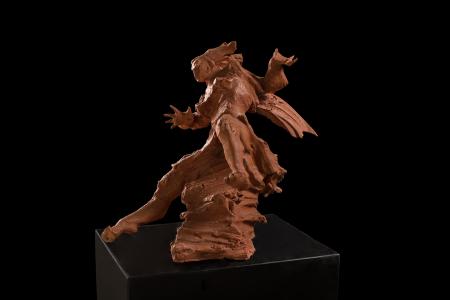 Angelo ribelle, la caduta, 1993, terracotta 30 x 45 x 44 cm