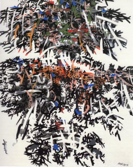 Rete complicata, 1957, tempera su tela, cm 100x81