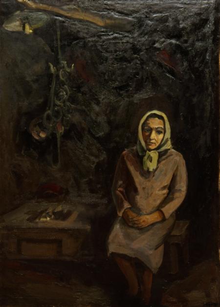 Lunga attesa di una valtellinese o L'attesa o Maternità, 1966, Olio su tela