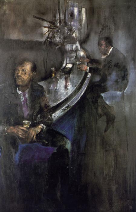 Uomini al bar (Il grande bar), 1960, Olio e tempera, 230x152cm