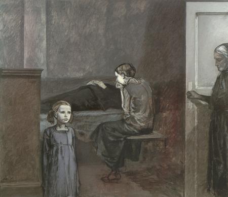 La morte del padre, 1981, Acrilico su tela, 160x210cm