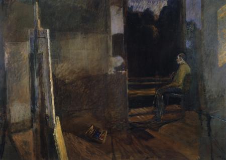 La sera del pittore, 1987, Olio su tela, 180x250cm