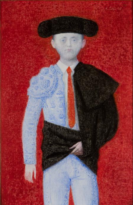 Autoritratto da torero, 1974, olio su faesite, cm 30x20