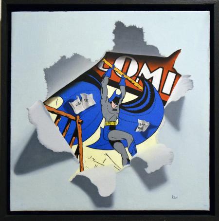 Batman, 2024, olio su tela di lino 40x40 cm