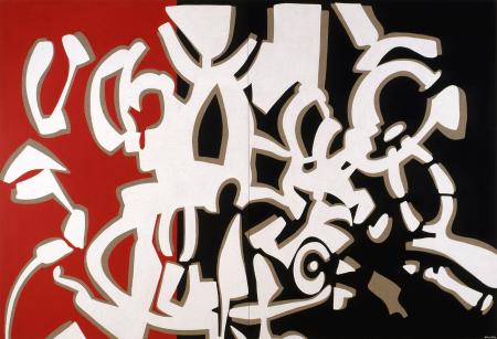 Andando controvento, 1992, dittico, vinilico su tela, cm 190x280