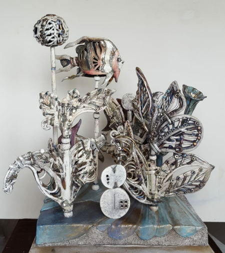 Il suono del mare, 2018, ceramica RAKU, 40x60 cm