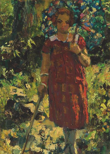 Figura nel bosco, 1924-25, olio su compensato, cm 48,5x36,5