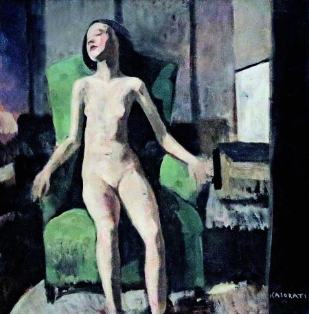 Nudo seduto - la poltrona verde, 1919, cm 56x55