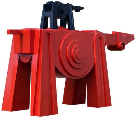 Cavallo rosso con puledro nero, Acciaio 199x65x120 cm, 2017