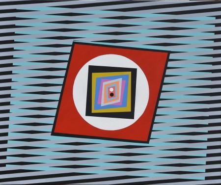 Chromatic dynamism in op art, 110/14, 2020, colori acrilici su tela, cm 50x60x2