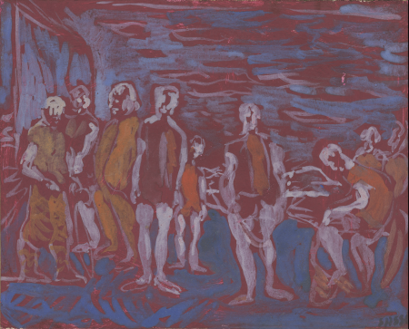 Ciclisti, 1931, tempera  cm. 15 x 18,5
